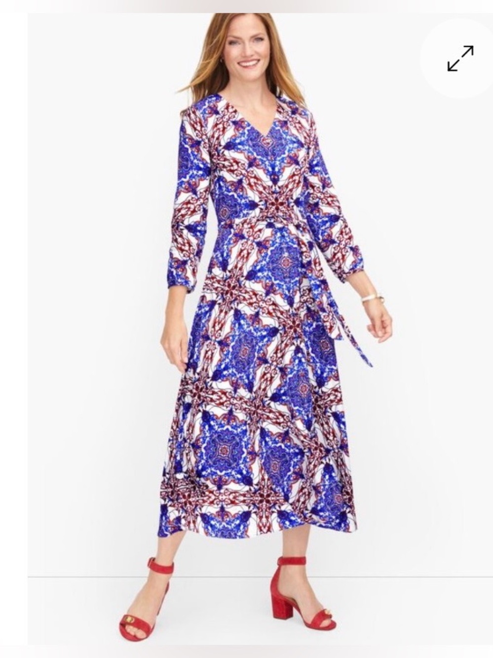 Talbots Medallion Print  Dress 12 P Paisley Midi Romantic Boho  Chic Preppy  NWT